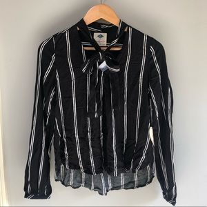 Striped Tie Neck Top
